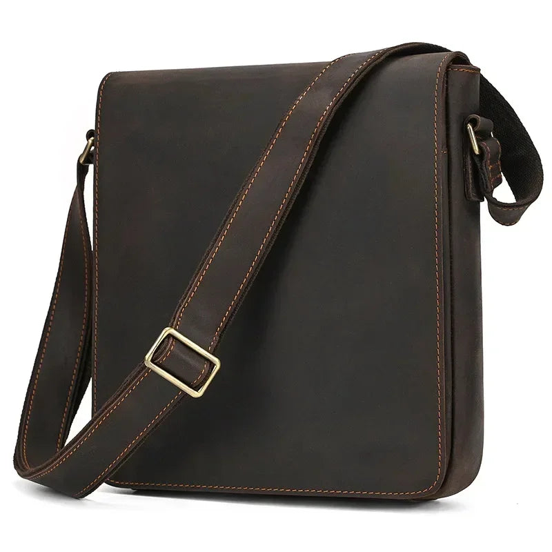 Sacoche homme cuir luxe marron foncé