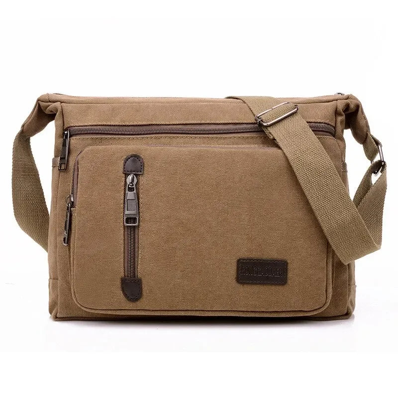 Sacoche homme toile marron