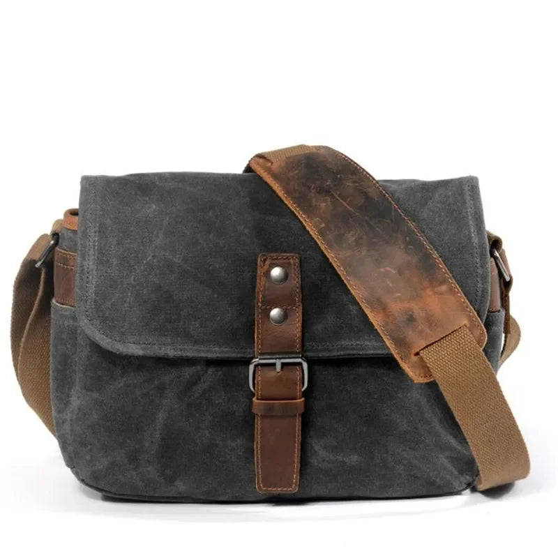 Sacoche homme toile vintage gris foncé