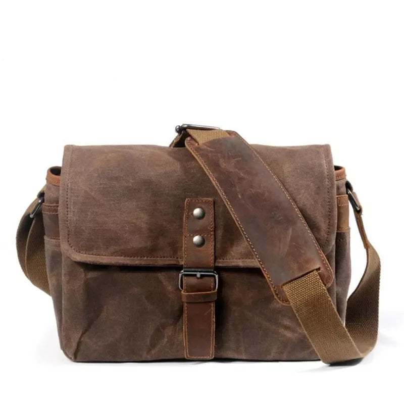 Sacoche homme toile vintage marron