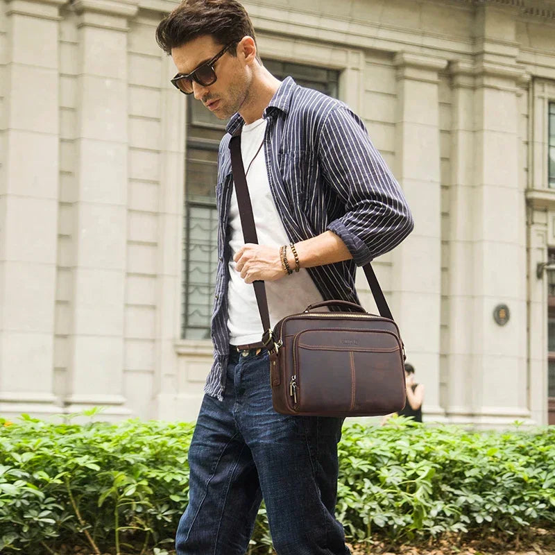 Sacoche marron homme