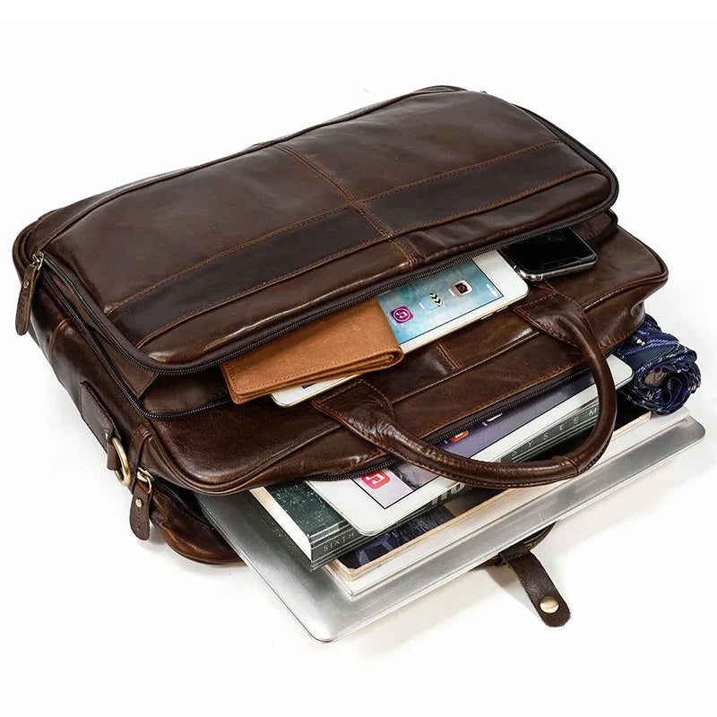 Sacoche ordinateur en cuir pour homme