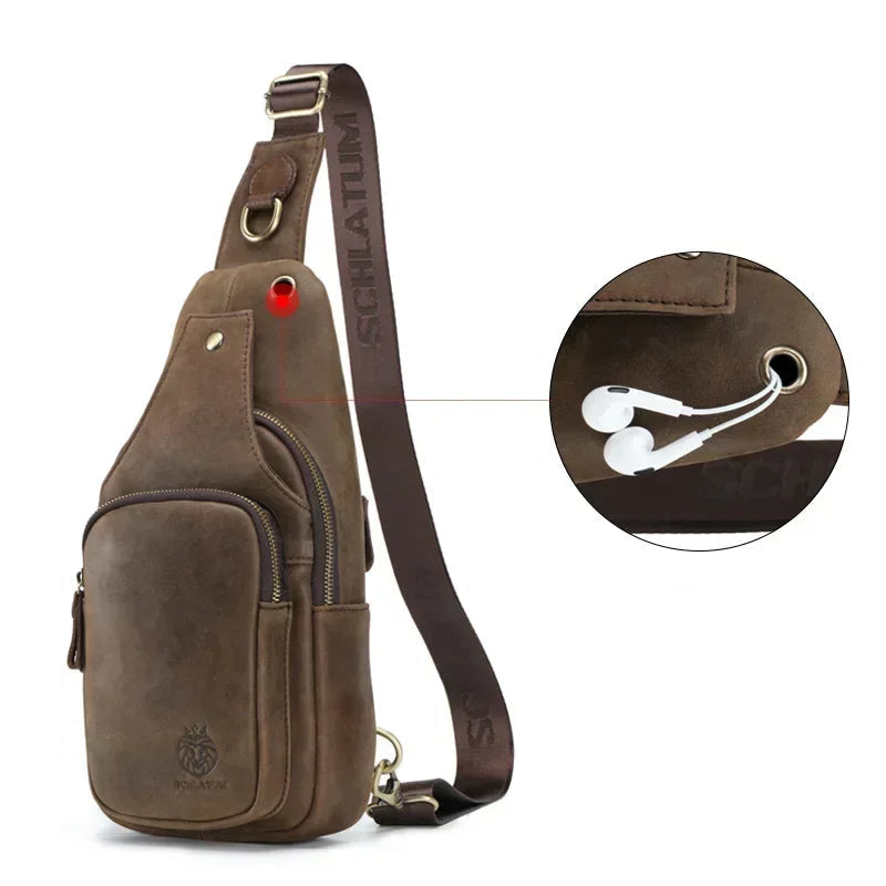 Sacoche poitrine cuir homme bandoulière