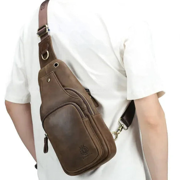 Sacoche poitrine cuir homme bandoulière