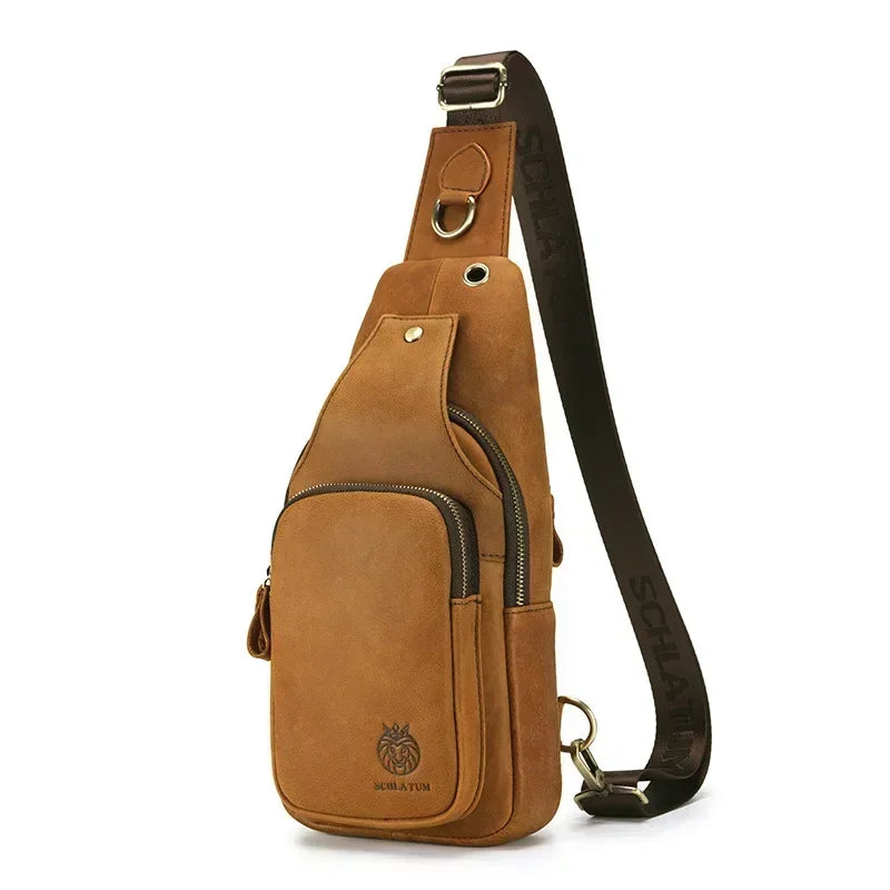 Sacoche poitrine cuir homme bandoulière marron