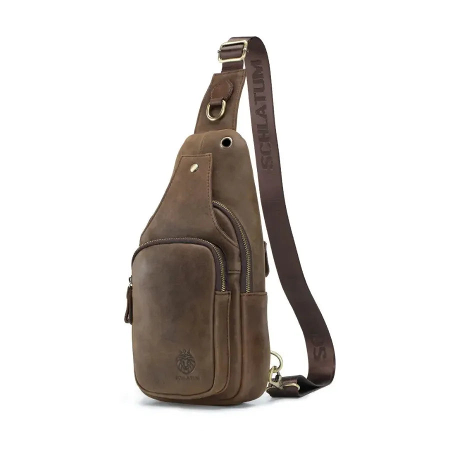 Sacoche poitrine cuir homme bandoulière marron foncé
