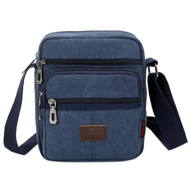 Sacoche pour homme en tissu bleu