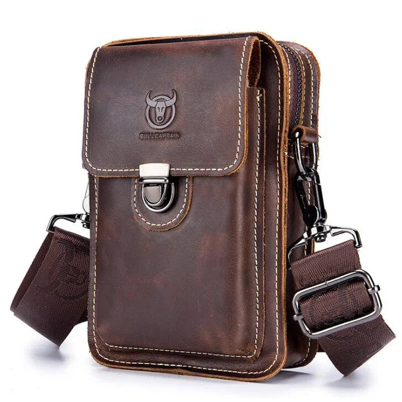 Sacoche taille homme marron