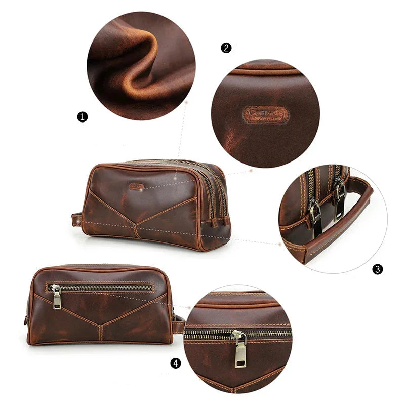 Trousse de toilette en cuir pour homme