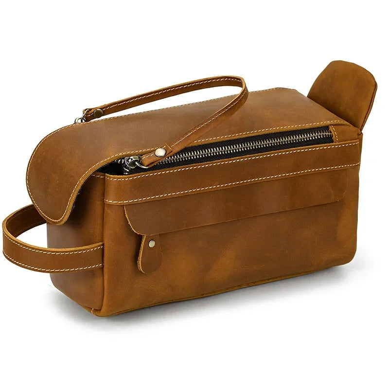 Trousse de toilette homme cuir marron