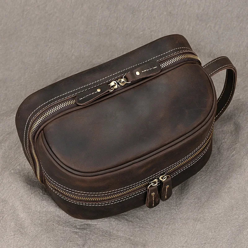 Trousse de toilette homme en cuir