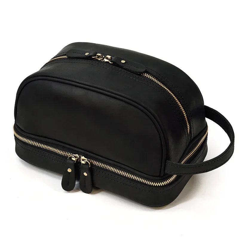 Trousse de toilette homme en cuir