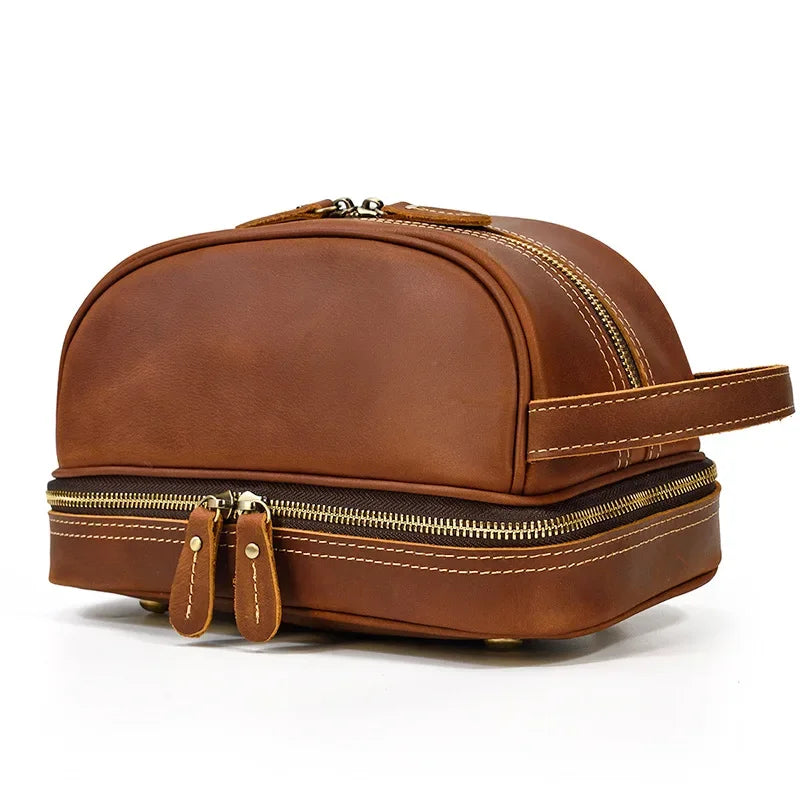Trousse de toilette homme en cuir