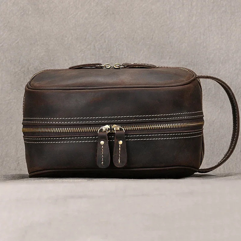 Trousse de toilette homme en cuir