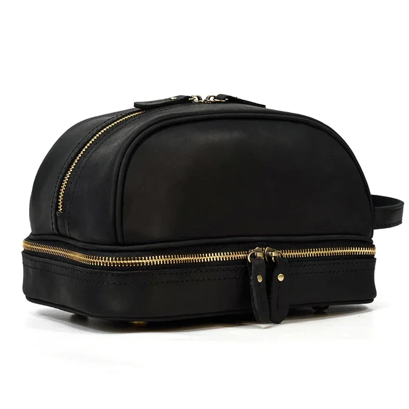 Trousse de toilette homme en cuir