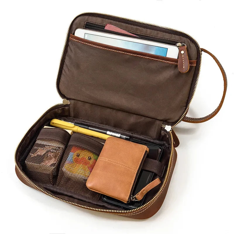 Trousse de toilette homme en cuir