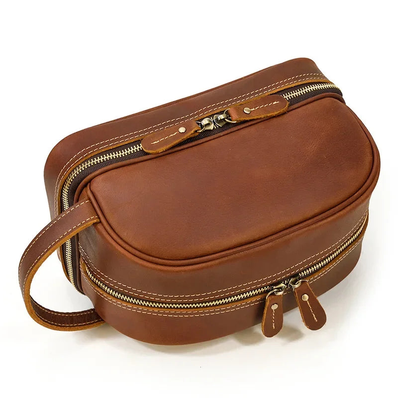 Trousse de toilette homme en cuir
