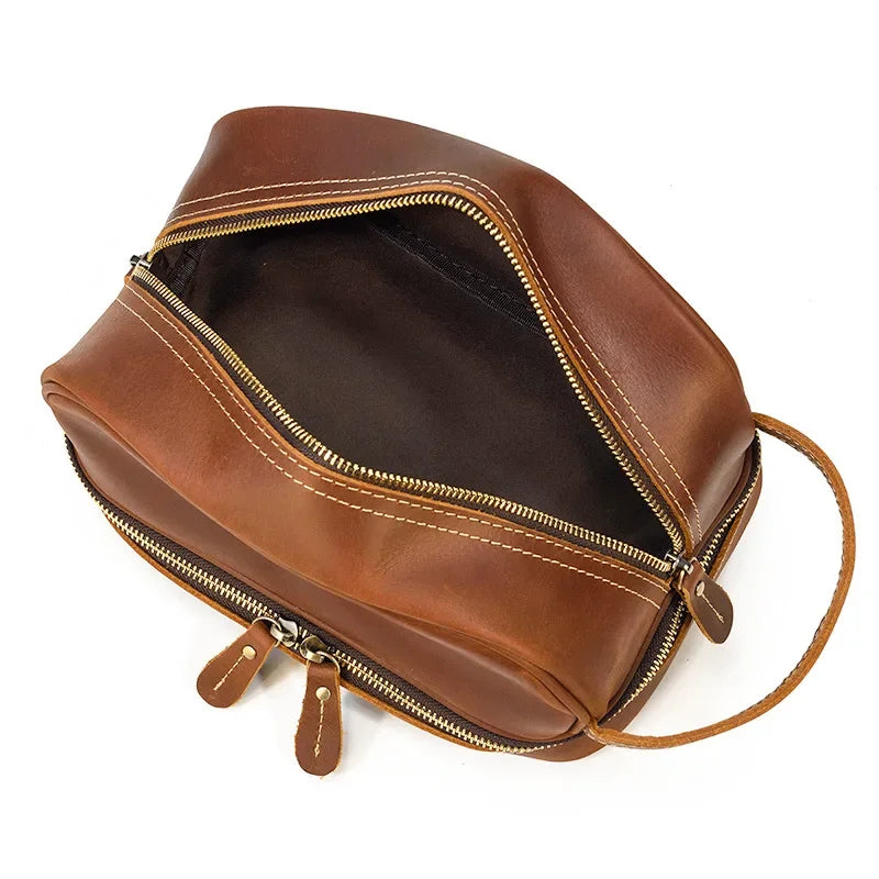 Trousse de toilette homme en cuir