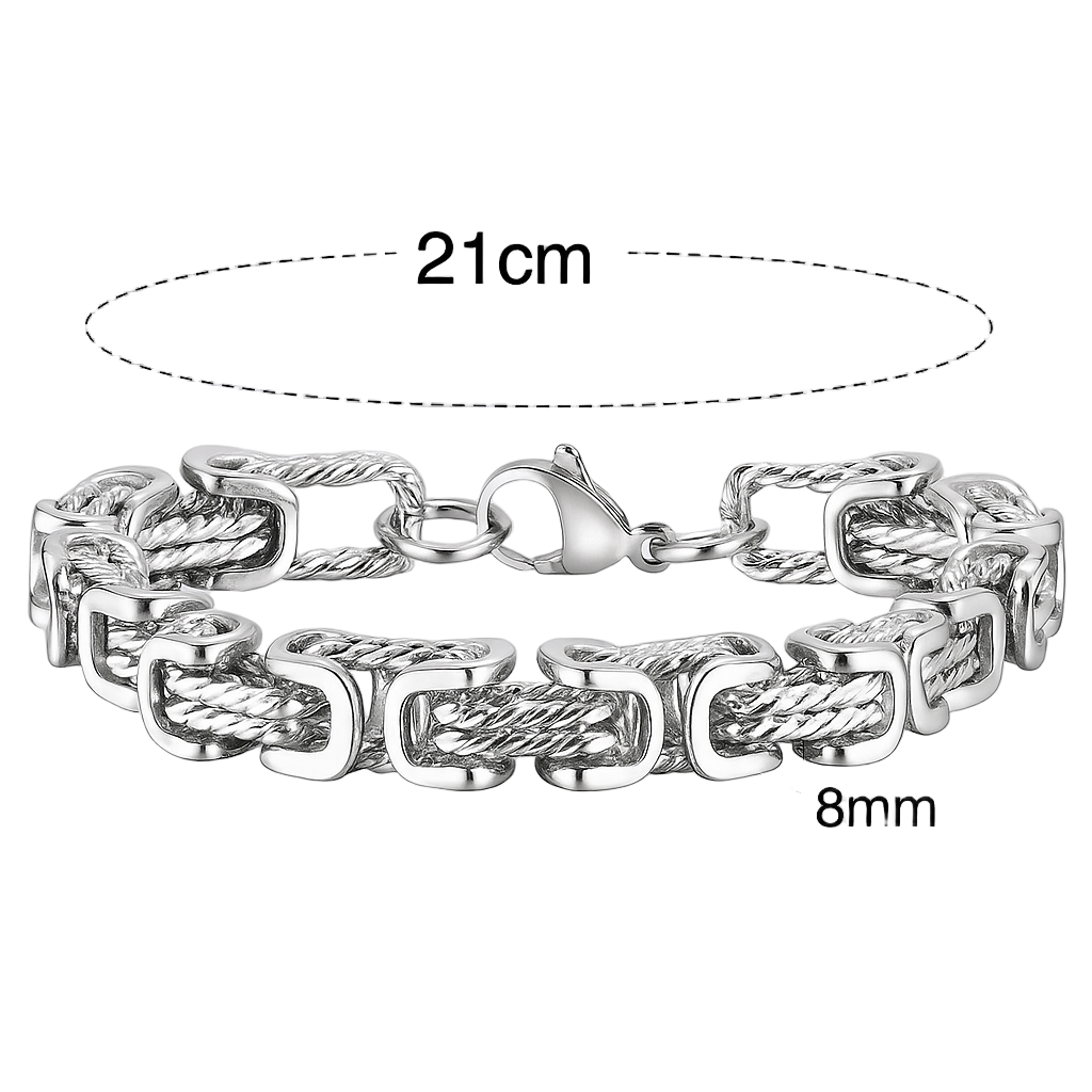 bracelet homme a maillons tresses en acier inoxydable