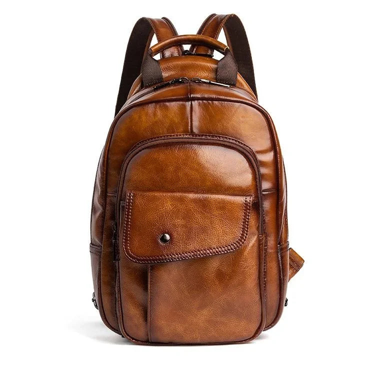 Petit sac à dos homme cuir marron foncé