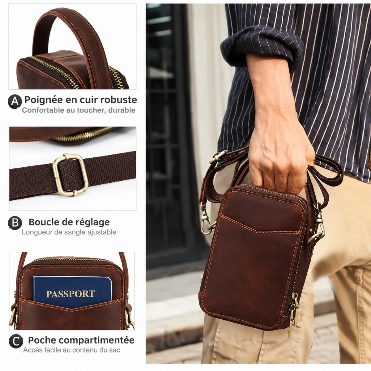Petite sacoche bandoulière homme