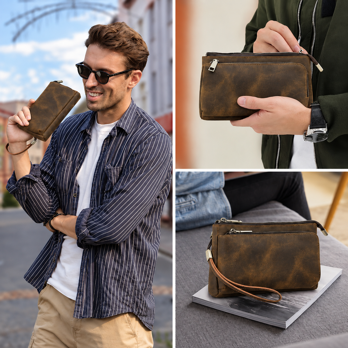 Pochette cuir pour homme