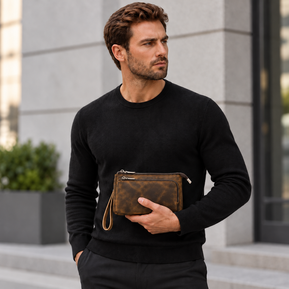 Pochette cuir pour homme