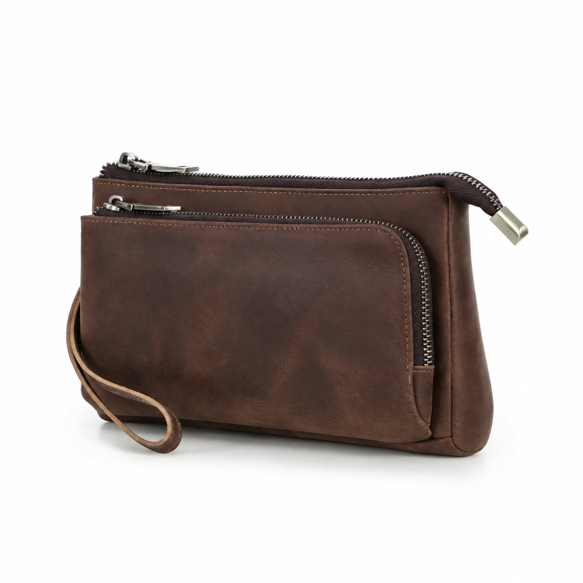 Pochette cuir pour homme marron foncé