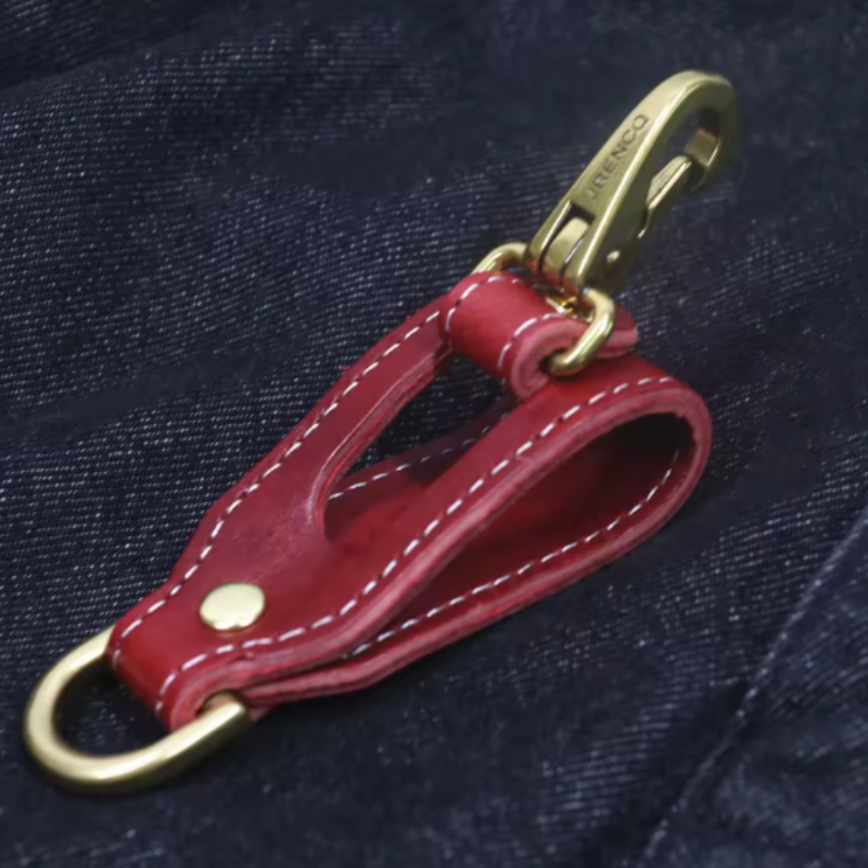 porte cles ceinture pour homme en cuir rouge