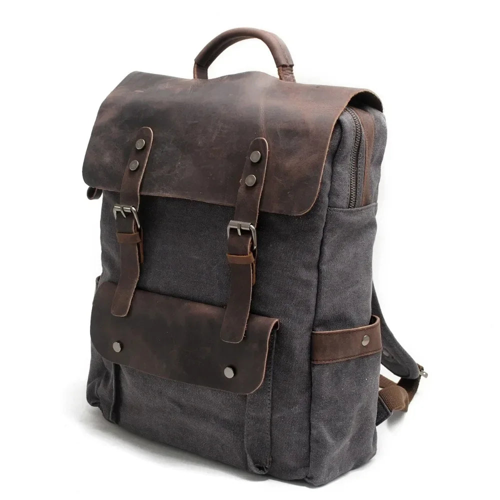 Sac à dos cuir et toile