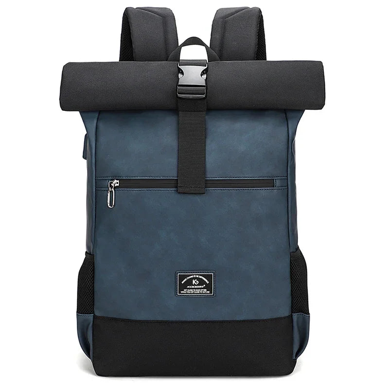 Sac à dos roll top imperméable bleu