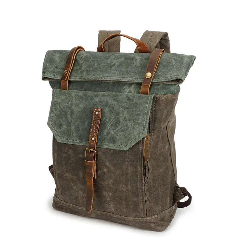 Sac à dos roll top toile cirée